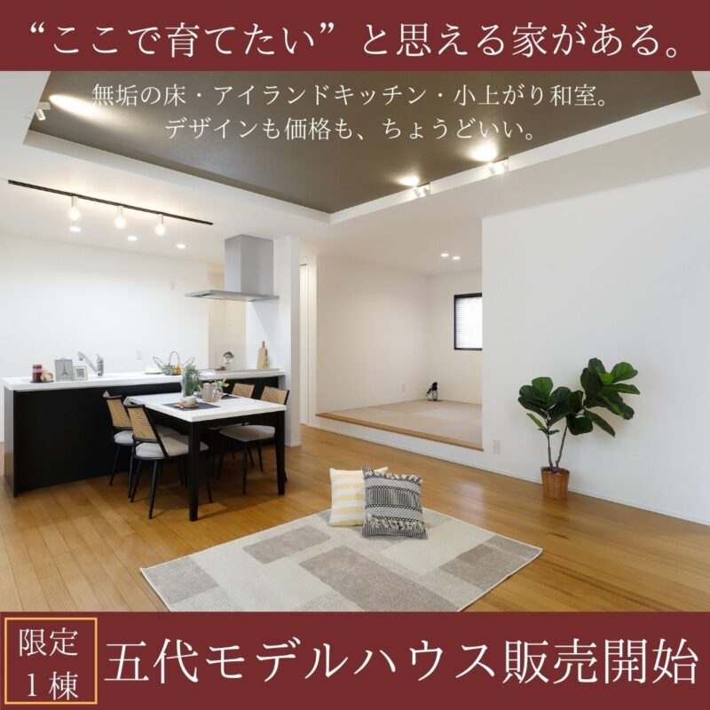 ”ここで育てたいと思える家がある”平屋4LDK五代モデルハウス【販売開始】