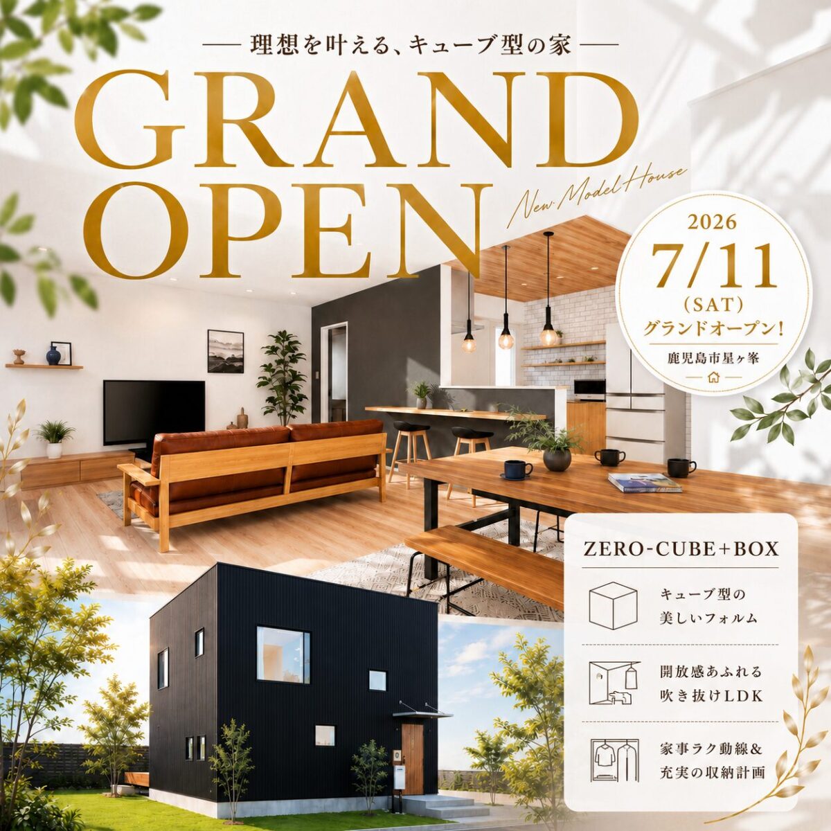 【星ケ峯】グランドオープン！吹き抜けと鉄骨階段が映える星ヶ峯モデルハウス（2階建）