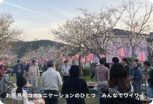 お花見もコミュニケーションのひとつ　みんなでワイワイ